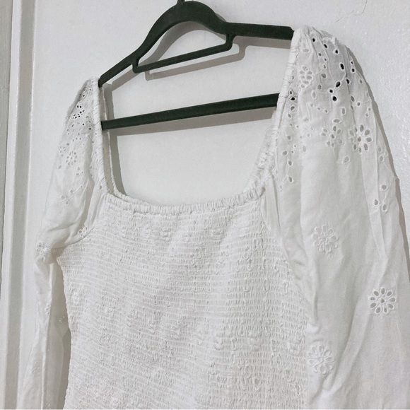 Loveshackfancy Jayce White Smocked Lace Mini Ruffle Dress Size L NWT - Picture 6 of 14